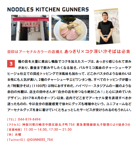 NOODLES KITCHEN GUNNERS フットボリスタ